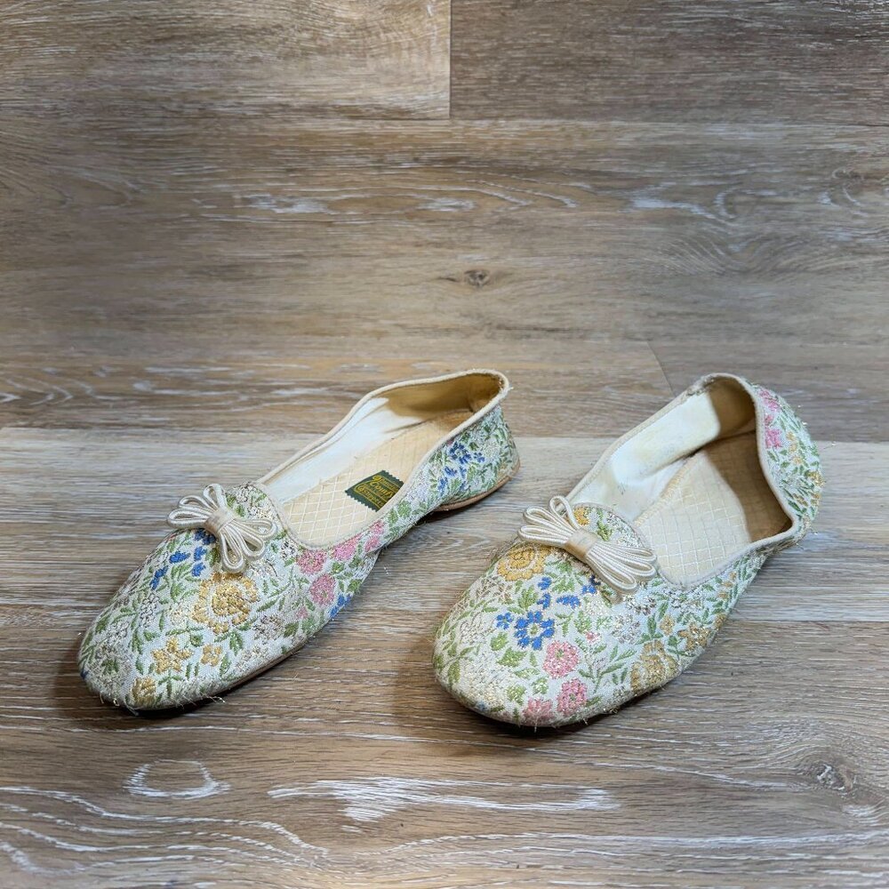 Daniel Green Lotus Floral Jacquard Tapestry House Shoes Women's Size 7